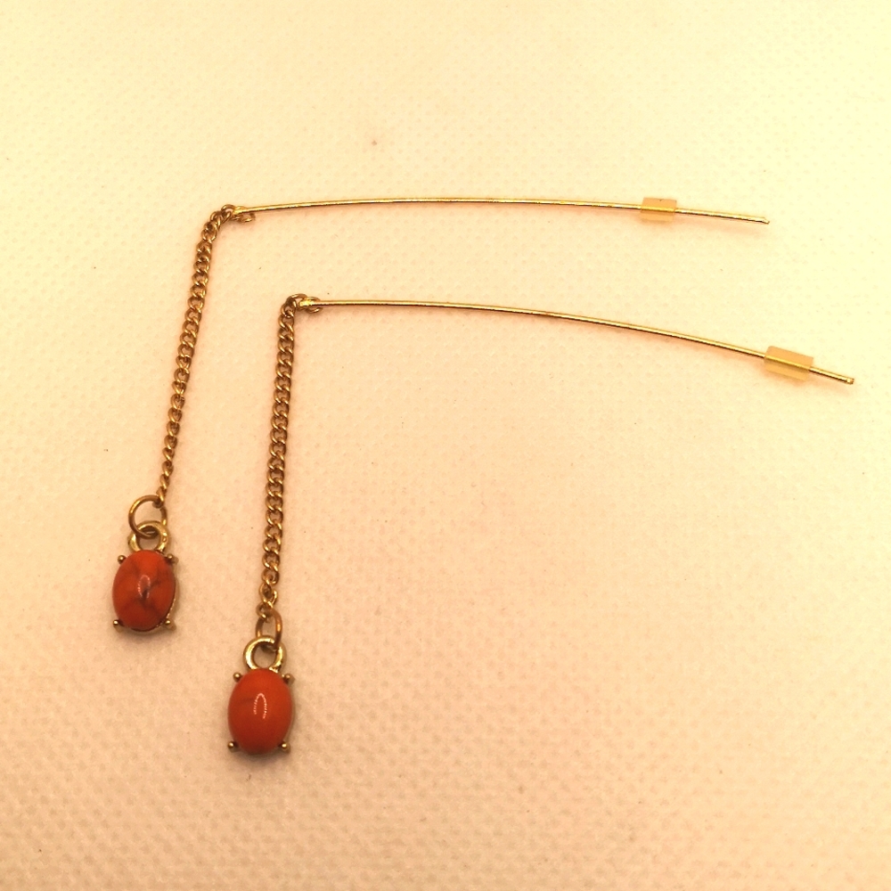 Vintage red Jasper threader earrings